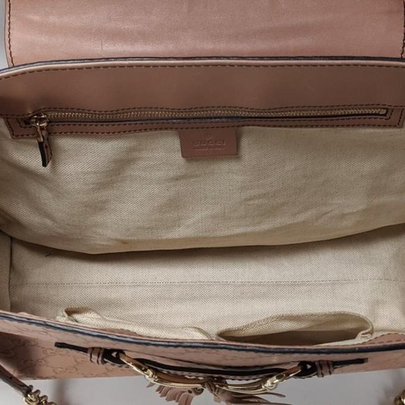 SOLD Gucci Emily Chain Large Pink Beige Calfskin Shoulder Bag - Picture 3 of 11